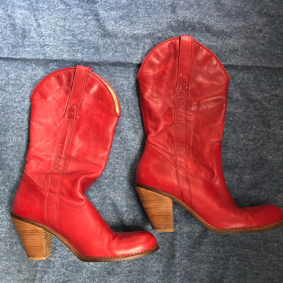 Jessica Simpson Shoes Jessica Simpson Red Leather Cowgirl Boots Poshmark